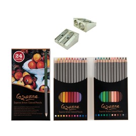JERRY'S ARTARAMA Cezanne Superior Artists’ Colored Pencils - Set of 24 artist-quality Color Pencil, Perfect for Coloring, Easy to Sharpen Hardwood Pencils with Included Sharpener, Ideal for Drawing