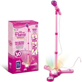 Kids Karaoke Machine with Stand,Karaoke Machine Kid,Kids Microphone with Flashing Stage Lights Adjustable Stand Gift for Age 3+ Years Old Children