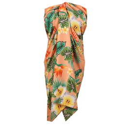 Sarong 46 Flower Leaf Beach Swimsuit Wrap Plus Size Cover up Pareo Orange