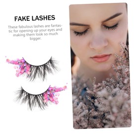 BIUDECO Fake Eyelashes Fluorescence Glitter Long Thick Lash Extensions for Nightlife Pair