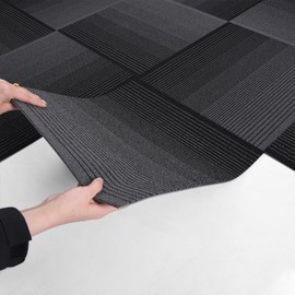 Rehert Carpet Tiles, Carpet Squares, Office Carpet Tiles Removable, Carpet Tile Flooring for Basement, 20" x 20" Berber (Loop Pile), Gradient Black, 0.24" Pile Height (12 Tiles, 32 sqft/Box)