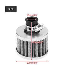 Oil Breather Filter, Universal 12mm Car Air Filter Motorcycle Oil Breather Filter Oil Catcher Tank Breather Filter Cold Air Intake Filter Kit for Scooter ATV Dirt Pit Bike Motorcycle(silver)