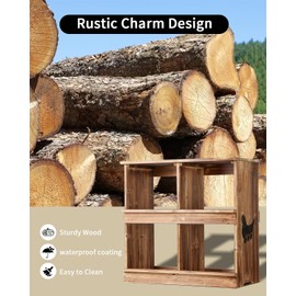 JoneCafe Nesting Boxes for Chickens - Wooden Chicken Nesting Box for Chicken Coop Accessories, Sturdy 4-Compartment Wall Mount Egg Laying Box for Hens, Chickens, and Ducks(Richly Charred)