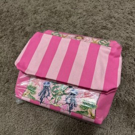 Estée Lauder Lot 4x ESTEE LAUDER Sea Printed Cosmetic Makeup Bag Pink 8.5" x 2" x 5"