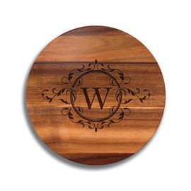Lazy Susan Turntable, Engraved with Your Initial, Large 16" or 18” Wood Lazy Susan, Family Name Gifts, Laser Etched Wood