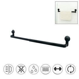 Wall Single Towel Bar, Suction Cup Towel Rack Fine Crafted Modern Retractable for Bathroom (White)
