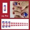 24Pcs 4th of July Press on Toenails Short Square Fake