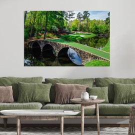 RileyCraftley Stone Golf Bridge Canvas Wall Art | Golf Course Painting | Scenic Golf Landscape Decor | Nature Bridge Artwork