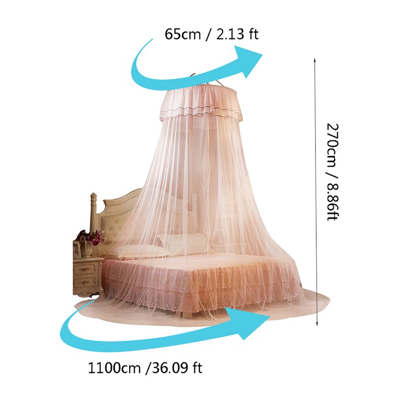 Breathable Round Canopy Lace Princess Style Mosquito Net Bed Curtain