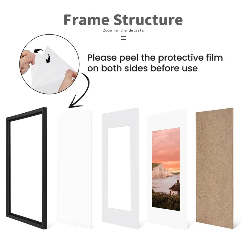 UHOUSEST A4 Picture Frame, 3 Pack Black Wooden Frame for