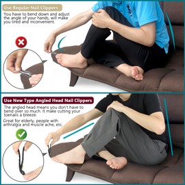 SG Nekoo Angled Head Toenail Clippers for Seniors Thick Nails, Locking Design Large Nail Clippers with Catcher, Sharp Fingernail Toe Nail Cutter Trimmer with Wide Opening for Men Women Adult