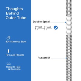 RUMOSE Shower Hose 79 inches Shower Hose Extra Long Stainless Steel Shower Hose Attachment Flexible Handheld Shower Sprayer Hose, Polished Chrome, R_THS_00001_01_PC_79