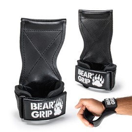 BEAR GRIP Multi Grip Straps/Hooks, Premium Heavy duty weight lifting straps/gloves (Large Rubber)