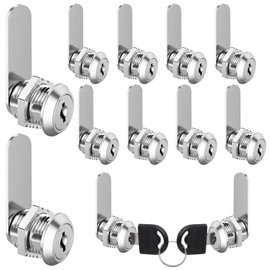 Forhandy Pack of 10 Letterbox Lock 20 mm Cabinet Lock with Key, One Key Controls All Mailbox Lock, Suitable for Door Thicknesses up to 16 mm (Universal)