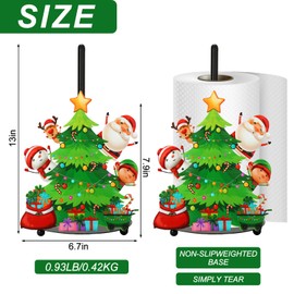 JarThenaAMCS Christmas Paper Towel Holder Xmas Tree Snowman Santa Claus Reindeer Kitchen Decor Accessories Large Metal Towel Holder Stand for Home Bathroom Countertop