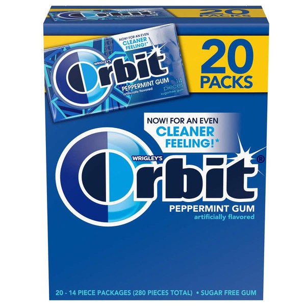 Orbit (20 Pack) ORBIT Gum Peppermint Sugar Free Chewing Gum Bulk Pack, 14 Piece