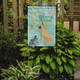 Caroline's Treasures BB7589GF Welcome Friends Fawn Great Dane Cropped Ears Garden Flag Mailbox Flag Decorative Yard Flag Banner Outside Patio Artwork Yard Flower Beds, Garden Size, Multicolor
