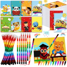 Fulmoon 144 Pcs Coloring Books with Crayons for Kids Party Favors Mini Activity Books for Kids Stuffer Filler Bulk Holiday Fun and Games Activity Books (Kindergarten Graduation)