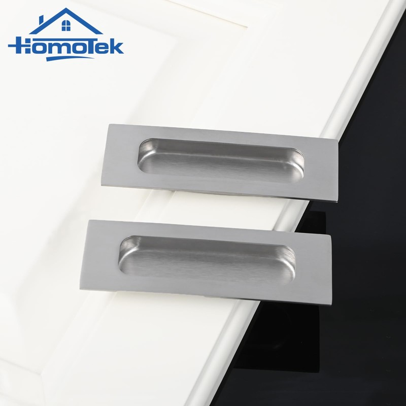 HOMOTEK 4 Pack 120mm Flush Sliding Closet Door Pulls, Recessed