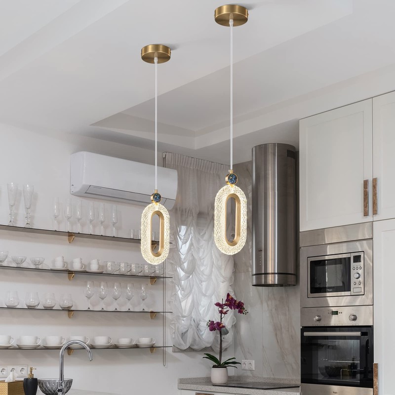 zhllmq Pendant Lighting for Kitchen Island LED Dimmable Modern Gold