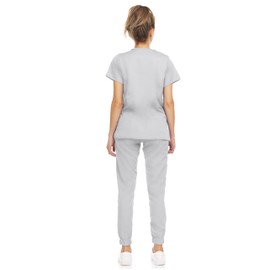 MediChic Scrub Sets 8-Pocket Scrubs Jogger Set Anti-Wrinkle Medical Nursing Stretch Flex V-Neck Scrub Scrubs