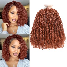 10 Packs Yanky Twist Crochet Hair 8 Inch Pre-twisted Natural Black Kinky Mini Spring Twist Small Curly Senegalese Twist Braids Yankee Twist (350#(Ginger Red), 8 Inch (Pack of 10))