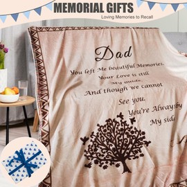 AUIVTY Memorial Gifts for Loss of Father Mother Sympathy Blanket Bereavement Gifts for Loss of Dad Mom Rememberance Condolences Gift (50"x60", Letter Print-Loss of Dad)
