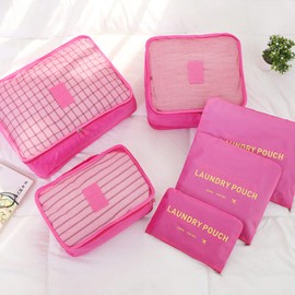 Rojeam Packing Cubes 6 Pcs Travel Luggage Organizer Packing Organizers Set (Rose Red)