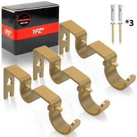 1PZ MX7-001 3Pcs Soportes Doble para Barra de Cortina Dorado,Gancho Soportes de para Cortina,Ajustable,Resistentes Longitud de la Barra Doble