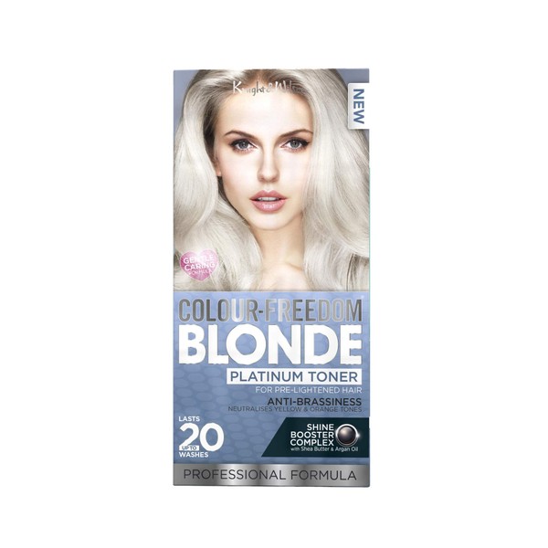 Knight & Wilson Colour-Freedom Platinum Blonde Toner, Permanent Ice Cool Hair Dye Tint, Anti Brassiness, Neutralises Yellow & Brassy Tones, for Naturally Light, Bleached or Coloured Hair (50ml)