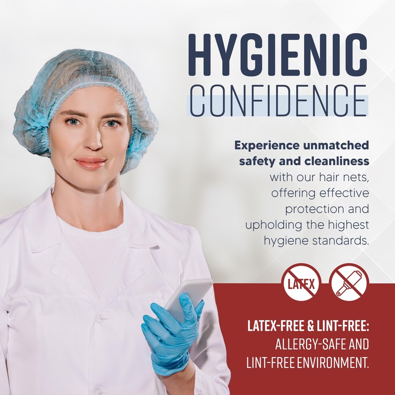 Medical Nation Hair Net, Disposable Pleated Hair Nets | Black,