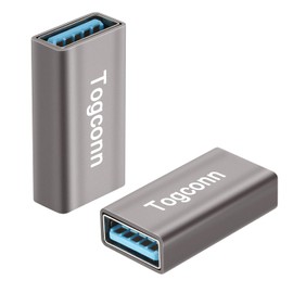 Togconn Female to Female USB Adapter（2 Pack）, USB Type A 3.0 Female to Female 3.0 Cable Coupler, High Speed USB Extension Connector, Suitable for Connecting Two USB Male Ends Cable