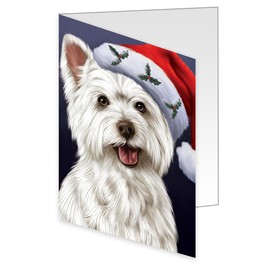 Doggie of the Day Christmas Santa Hat Wearing West Highland Terriers Dog Note Cards - Adorable Pets Invitation Cards with Envelopes - Pet Artwork Christmas Note Cards (50 Greeting Cards)