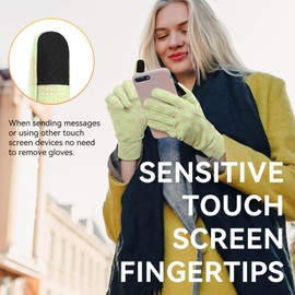 OZERO Women Winter Cycling Gloves: Touchscreen Gloves Windproof Waterproof Warm Running Gloves Anti-Slip Thermal Texting Gloves for Lady Driving Motorcycle Riding Fishing Hiking (Green, L)