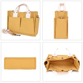 Women's Handbag Canvas Shoulder Bag Shopper Multi Compartments for Books Travel Everyday School Work with Shoulder Strap, yellow