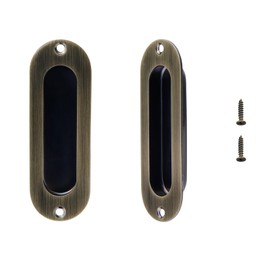 FarBoat 2Pcs Flush Pulls Recessed Handles Metal Hardware Stainless Steel Antique for Barn Sliding Door, Pocket Door, Cabinet, Cupboard (Bronze, 4.7x1.6inch)