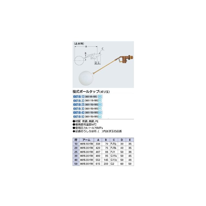 KAKUDAI 6616-20 Double Ball Tap, Poly Ball