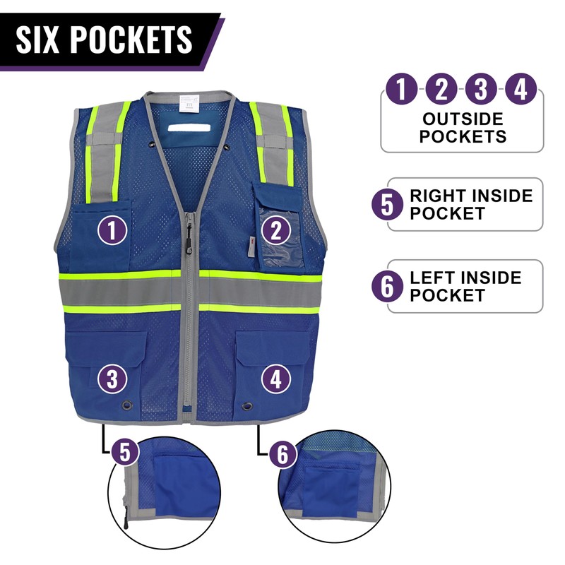 Global Glove FrogWear Enhanced Visibility Surveyors Safety Vest, Lightweight and