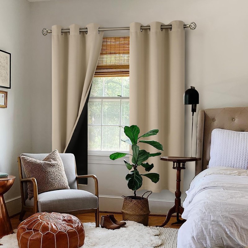 BGment Thermal Insulated 100% Blackout Curtains for Bedroom with Black