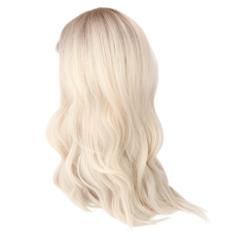 Gradient Blonde Brown Long Curly Wig Women Heat Resistant Synthetic