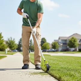 G GREENLY-AG 58-Inch Manual Edger Lawn Tool, Wheel Rotary Edger with Adjustable 4-Section Stainless Steel Handle & Cushion Grip, Rust-Resistant for Sidewalk, Driveway, Garden, Landscaping