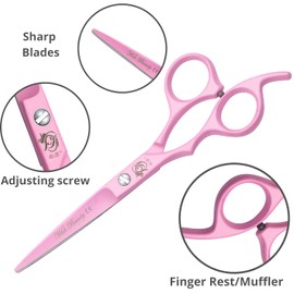 Professional Razor Blades Left Handed Hair Scissors - Barber Scissors for Left Hand - 6.5" Japanese Stainless Steel Left Handed Shears - Handmade Lefty Hair Shears