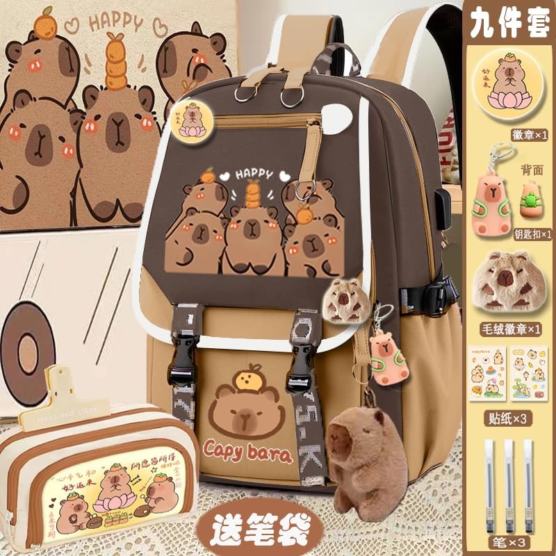Kapibara Capybara Cartoon Backpack Gift Large Capacity Waterproof Kapibara stuff