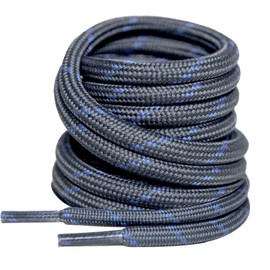 SUBAUM 2 Pairs - Premium Round Polyester Shoelaces - Various Lengths and Colours, Replacement Shoe Laces for Sports Shoes Orde Boots, Dark Grey/Blue Dots