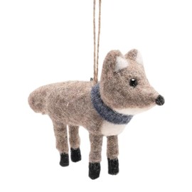 Cute Shabby Chic Rustic Style Brown FELT Fabric Standing Woodland FOX Christmas Tree Bauble / Hanging Ornament - 13 cm