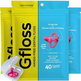 Gfloss Gfloss Hilo Dental Manos Libres - 120 Unidades (Paquete De 3) Con Estuche De Viaje - Fácil De Usar Y Discreto Hilo Dental Para Adultos | Hilo D