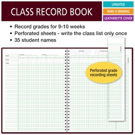 Class Record Book for 9-10 Weeks. 35 Names. Larger Grade Recording Squares. (R1035)