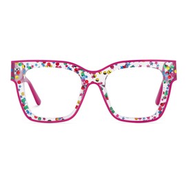 Zeelool Square Blue Light Glasses for Woman Thick Frame Sparkle Eyeglasses Red Computer Eyewear Glasses Anti Eyestrain JGA767229-01B