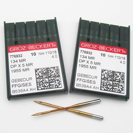 GROZ-BECKERT Needle in CKPSMS Clear Plastic Box-100 GROZ-BECKERT GEBEDUR 134 MR / 135X5 MR Titanium Quilting Machine Needles (100PCS Groz-Beckert-134MR 18/110)