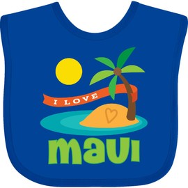 inktastic I Love Maui Baby Bib Royal Blue 1ca36